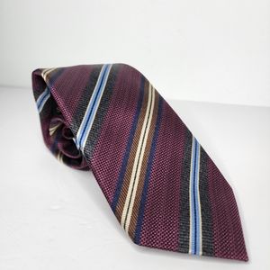 JZ BOULDER Burgundy Stripe Silk Tie.
